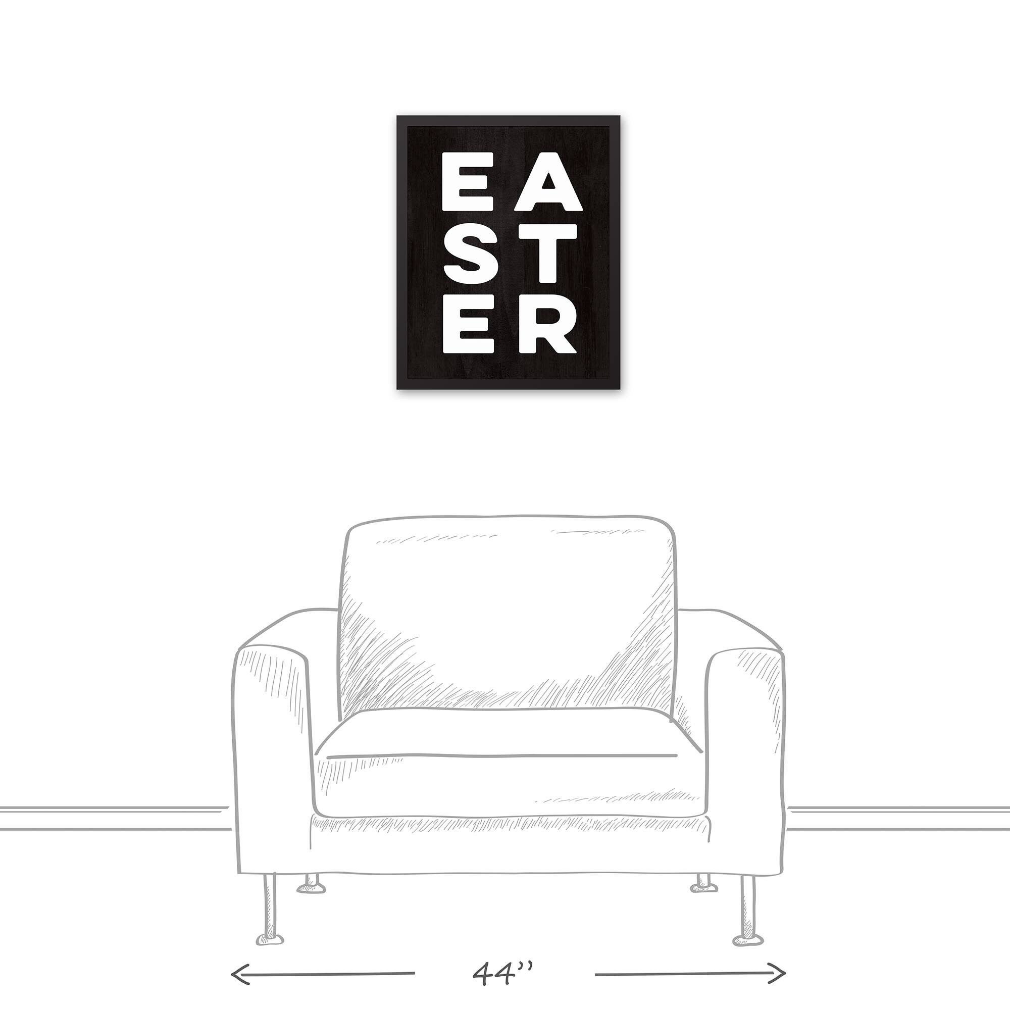 Easter Typography 16" x 20" Black Floating Framed Canvas